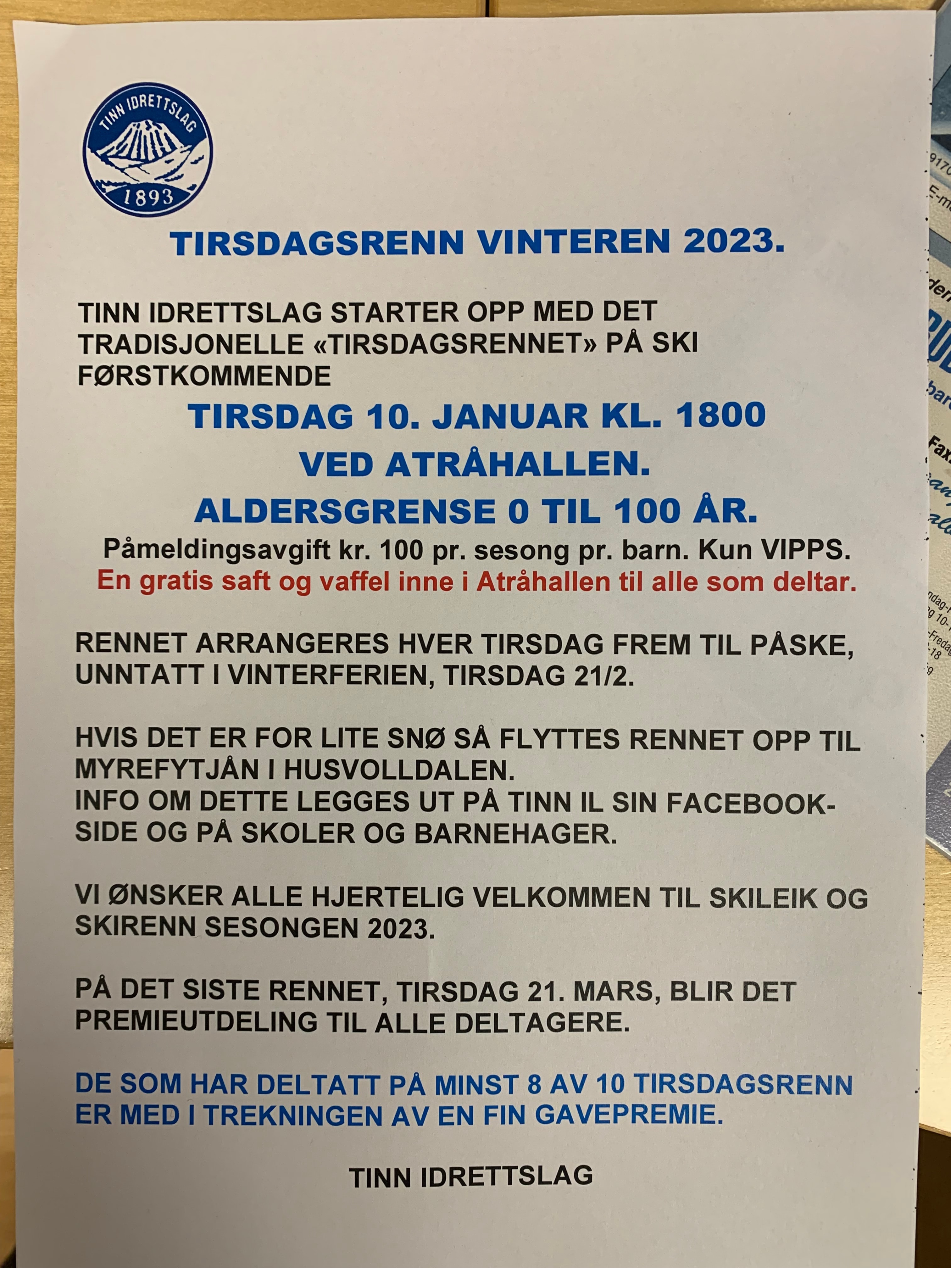 Tirsdagsrenn sesongen 2023